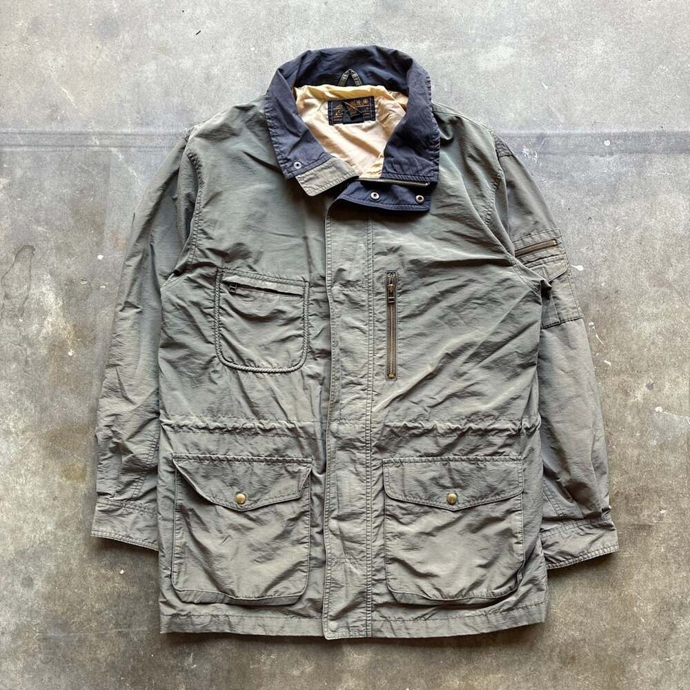 1980’s Eddie Bauer Field Jacket Size L Green Utility Cargo Multi Pocket